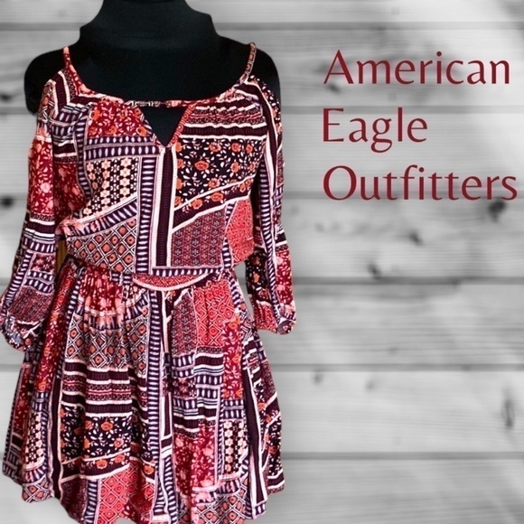 American Eagle Outfitters Patterned Cold-Shoulder Floral Mini Dress, Size XXS - Picture 1 of 8